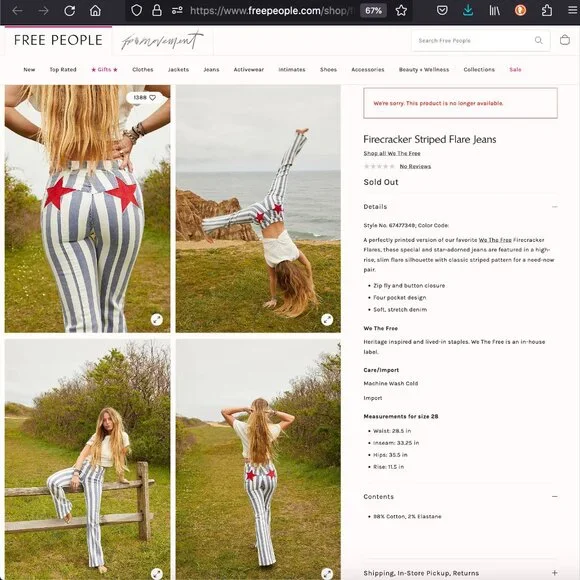 Free People Firecracker Flare Jeans Sz 31 - Picture 14 of 16